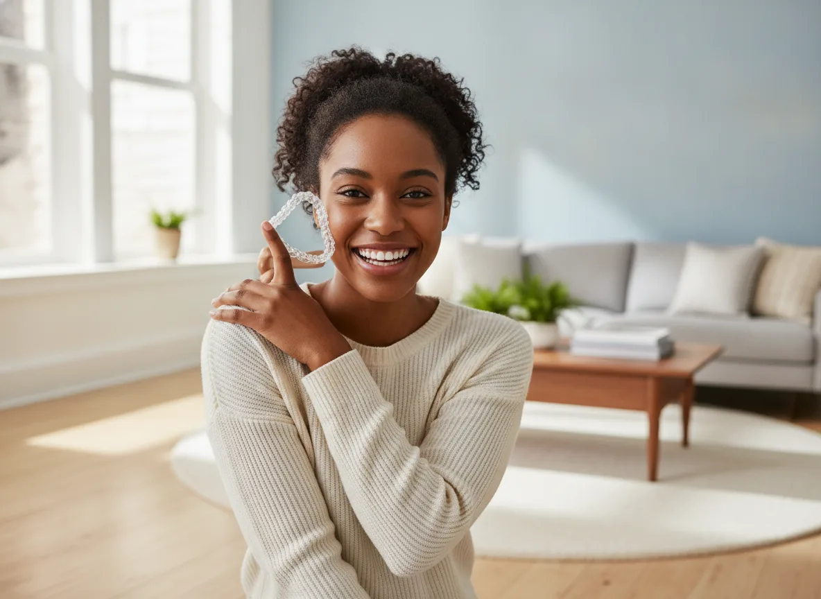 Smiling woman at home
